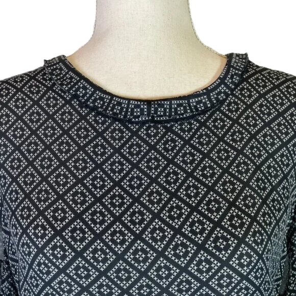 Kobi Halperin Silk Diamond Print Sheer Blouse Bell Sleeves Size M - Picture 4 of 10